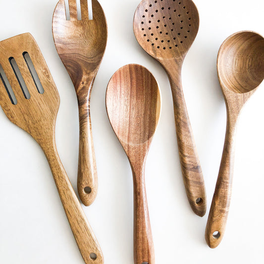 Natural Acacia Wood Kitchen Utensil Set