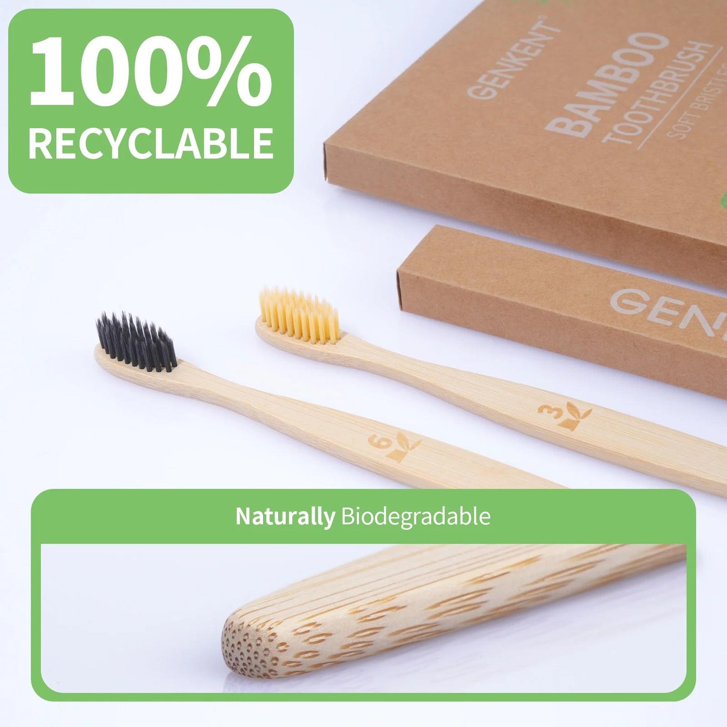 8 Pack BPA Free Kids Bamboo Toothbrushes with Individually Wrapped