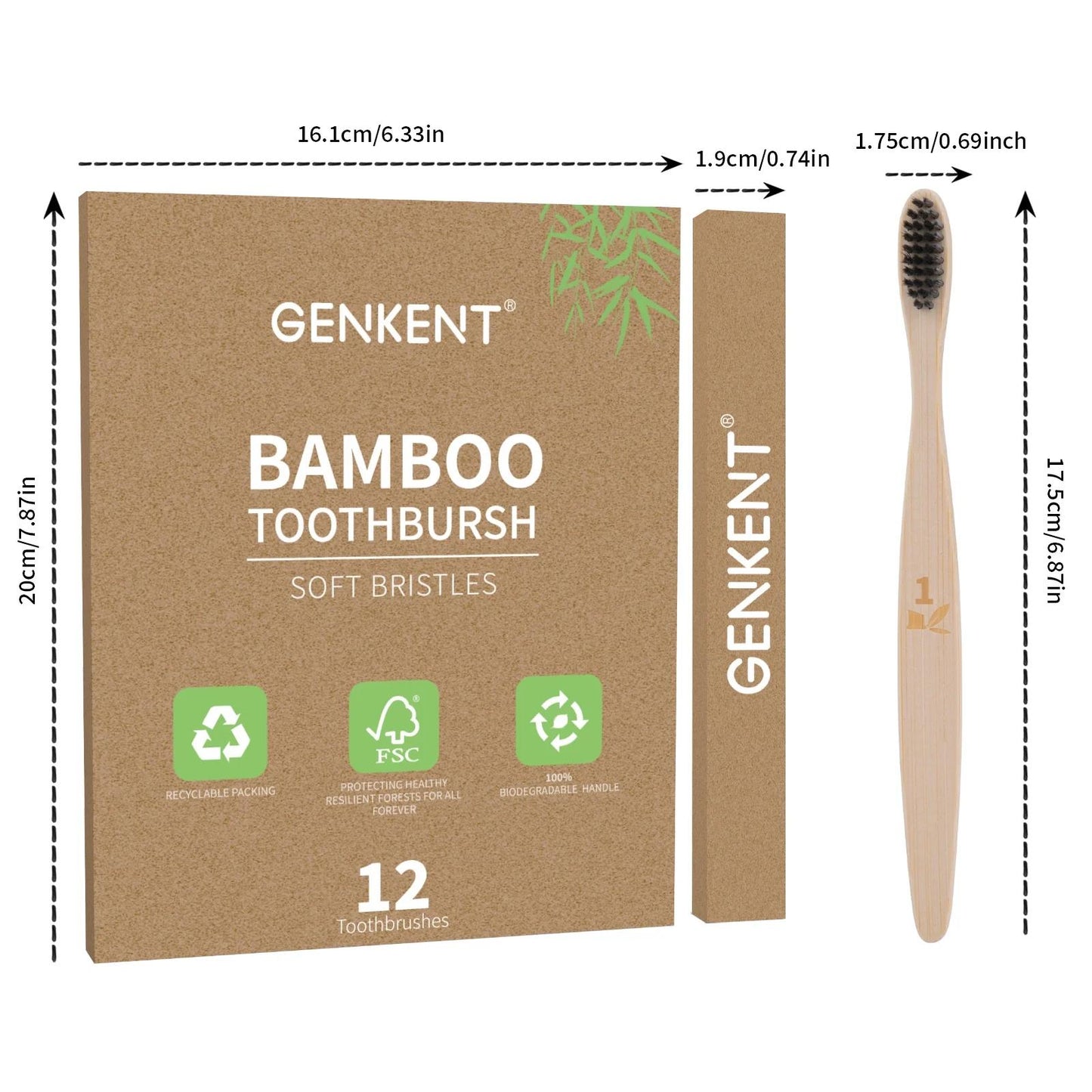 8 Pack BPA Free Kids Bamboo Toothbrushes with Individually Wrapped