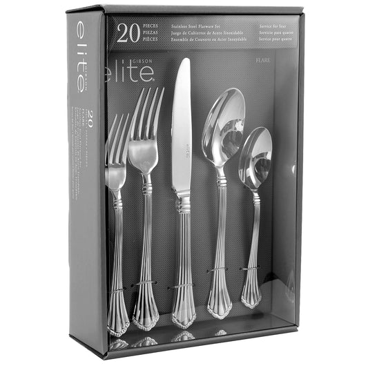 Gibson Elite Flare 20 Piece Stainless Steel Flatware Tableware Utensil