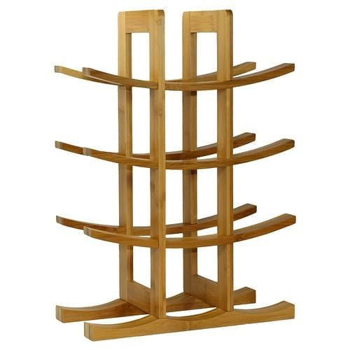 12-Bottle Wine Rack Modern Asian Style in Natural Bamboo