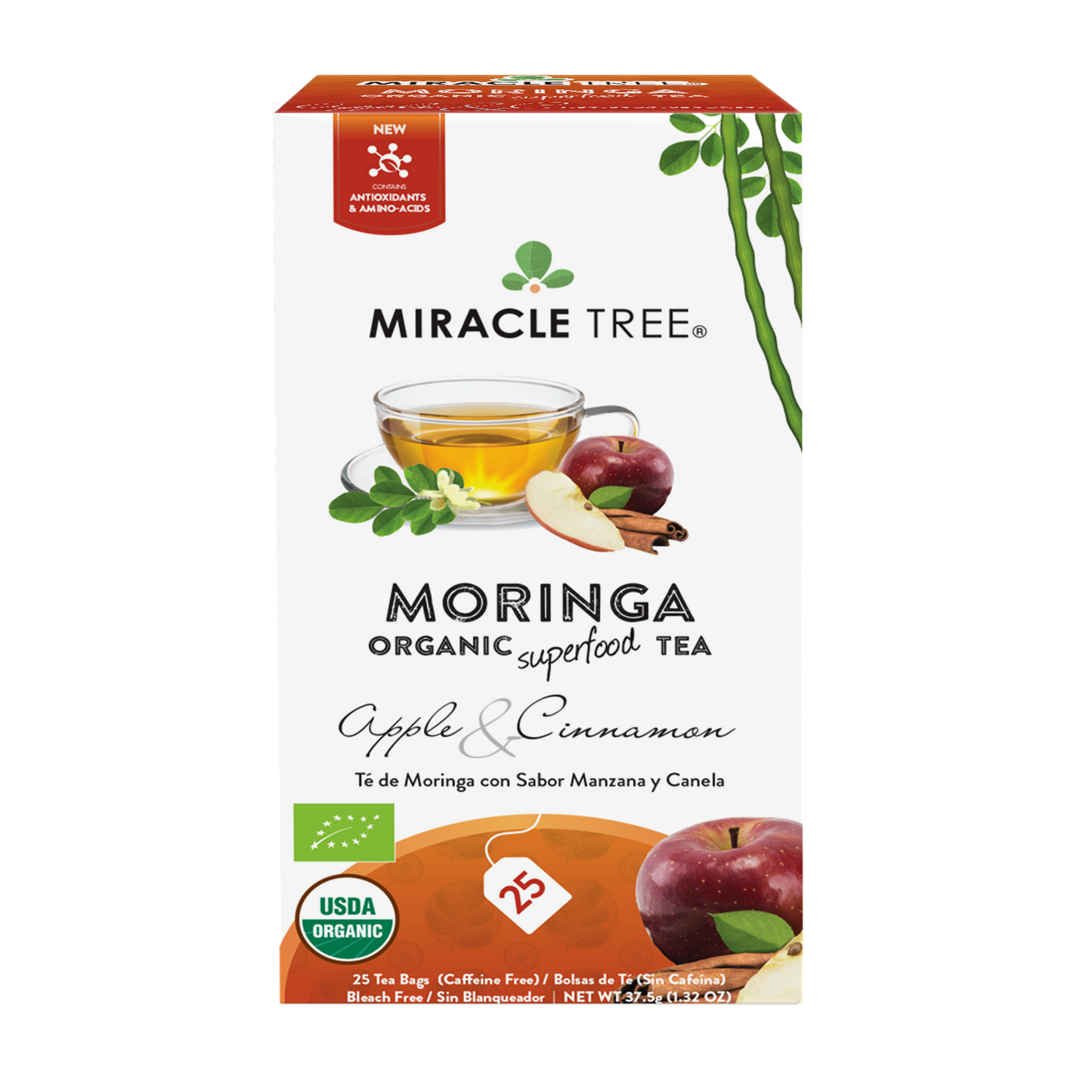 Miracle Tree's Organic Moringa Tea, Apple & Cinnamon